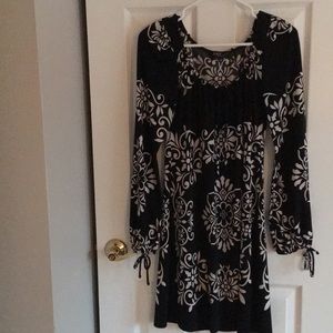 Black and Cream Print  Dress